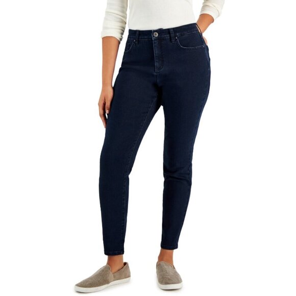 Style & Co Women's Size 4 Long Dark Blue Curvy-Fit Mid-Rise Skinny Jeans NWT - Picture 1 of 4